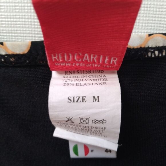 Red Carter Black Chevron Pearls Print Cheeky Bikini Bottoms Women's Size Medium - Picture 4 of 13